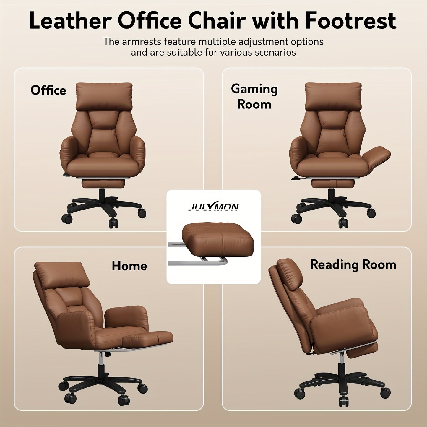 Ergonomic Big & Tall Executive Office Chair with Foot Rest - Wide Seat PU Swivel Chair, Adjustable Height Headrest & Armrests, / - Compatible for Office, Gaming Desk Chair