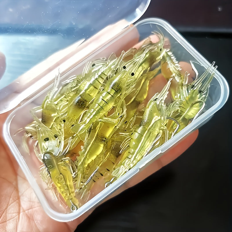 40pcs Glowing Shrimp Bait Set - Freshwater & Saltwater Soft Shrimp with Sharp Hooks & Beads for Trout, Bass, Salmon - Ideal for Christmas, Father'S Day, Mother'S Day Fishing, Fishing Bait|Glowing Shrimp|Sharp Hooks, Shrimp Fi