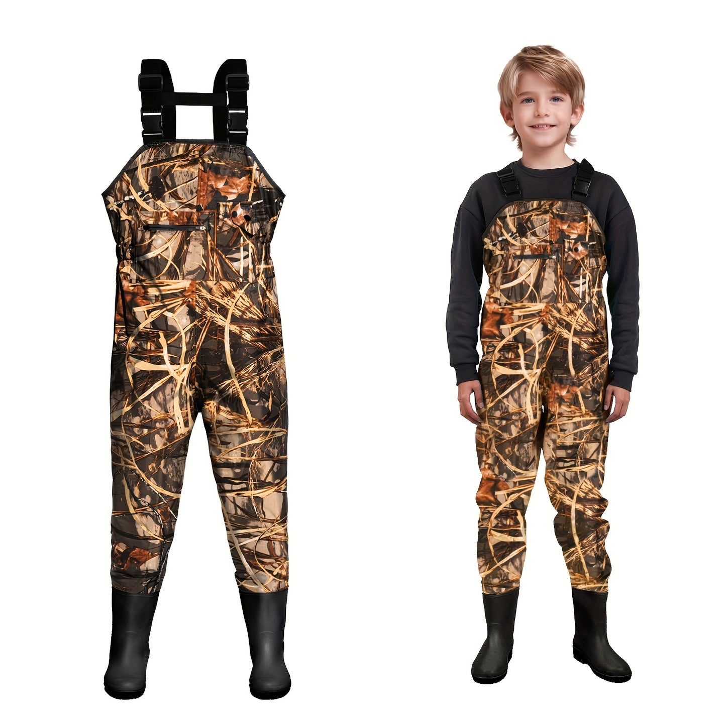 Ghosthorn Youth Chest Waders for Fishing And Hunting - Nylon Waders with Built-In Boots for New Year Presents