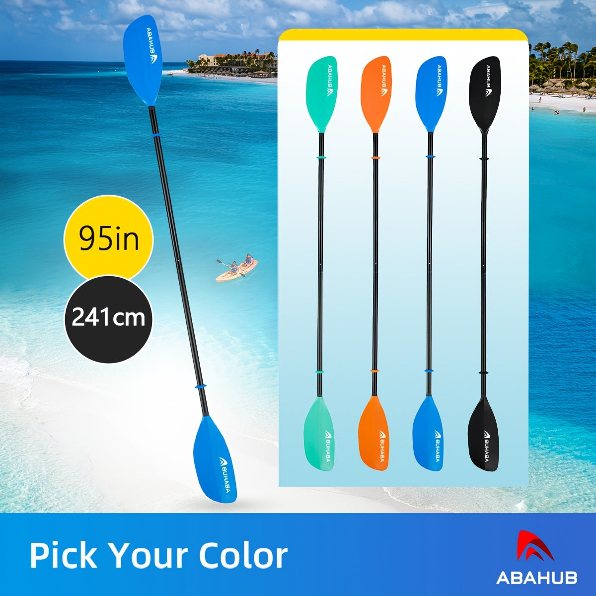 ABAHUB Low-Profile Two-Section Double Paddle Board - SKP2503, Aluminum Alloy, Mixed Colors, Ideal for Christmas, Valentine'S Day, Thanksgiving, Mother'S Day Gifts, Kayaking Accessory|Low Profile Design|Durable Kayak