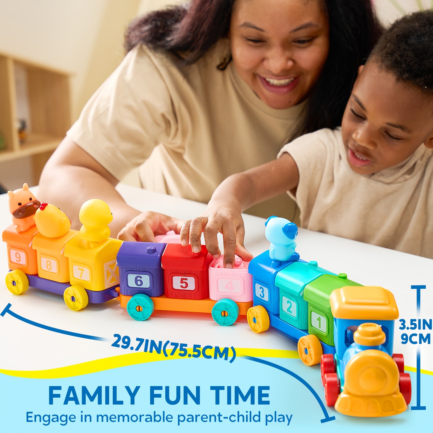 Farm Number Train Learning Toy For Toddlers, Counting, Matching And Sorting Learning Farm Train Including 9 Farm Animals And 1 Farmer, Christmas Birthday Gift For Baby Boys And Girls Age 1 2 3