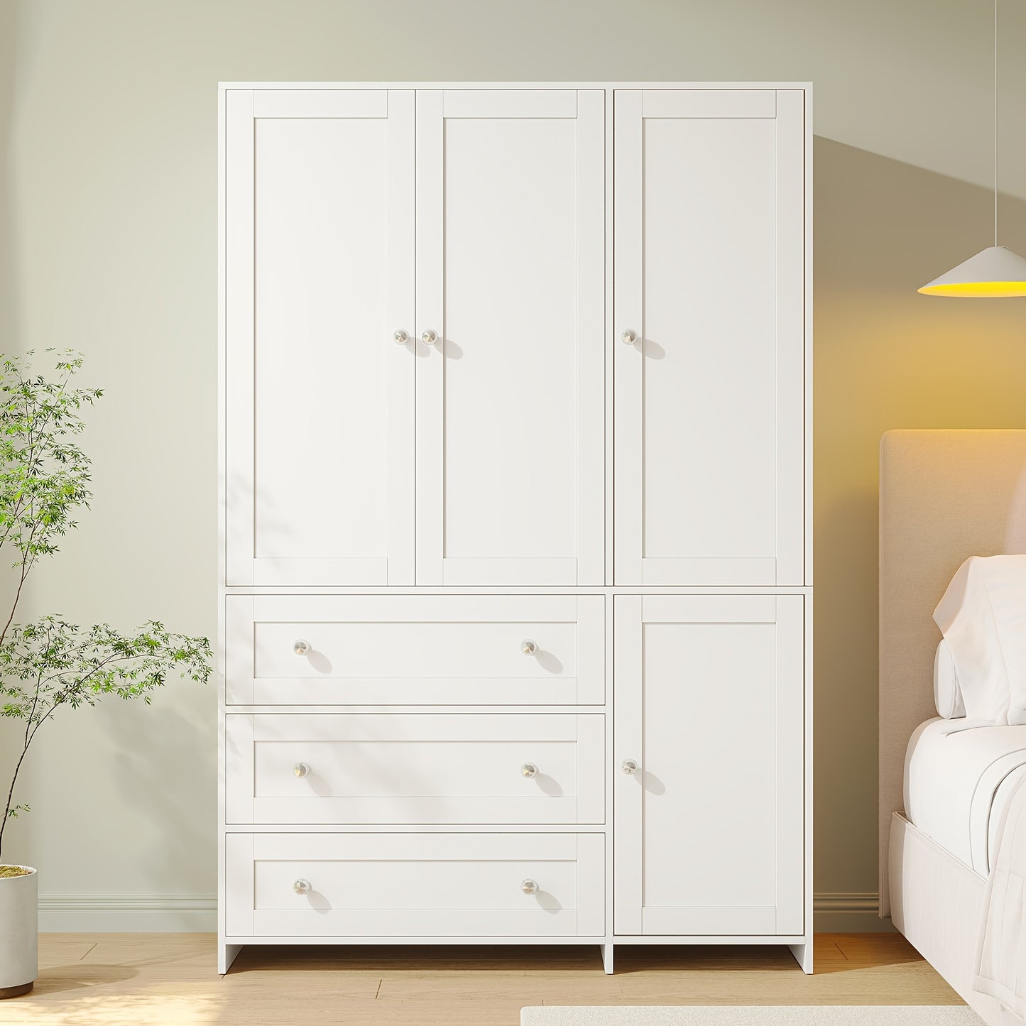 71" Wardrobe Armoire Closet with Mirror, 3/6 Large Drawers & 2/4 Doors, Gifts for Christmas