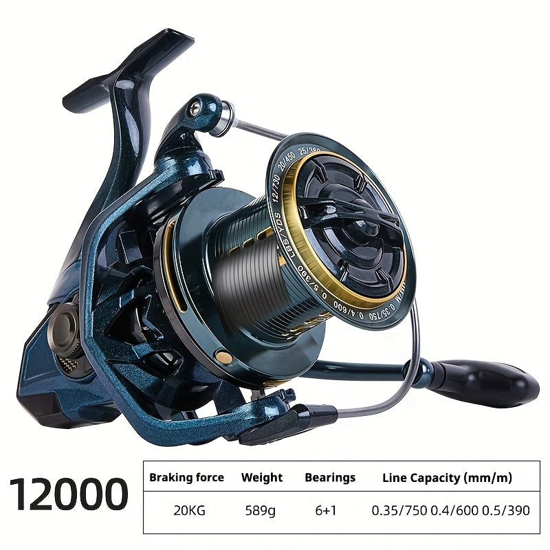 Heavy-Duty Saltwater Spinning Fishing Reel 12000/14000 - 17+1BB & 6+1 Bearing System, 4.8:1 Gear Ratio, 44 Lbs Brake Drag - Casting for Monster Fish Suitable for Sea Fishing, Lake Fishing - Ideal for Anglers ()