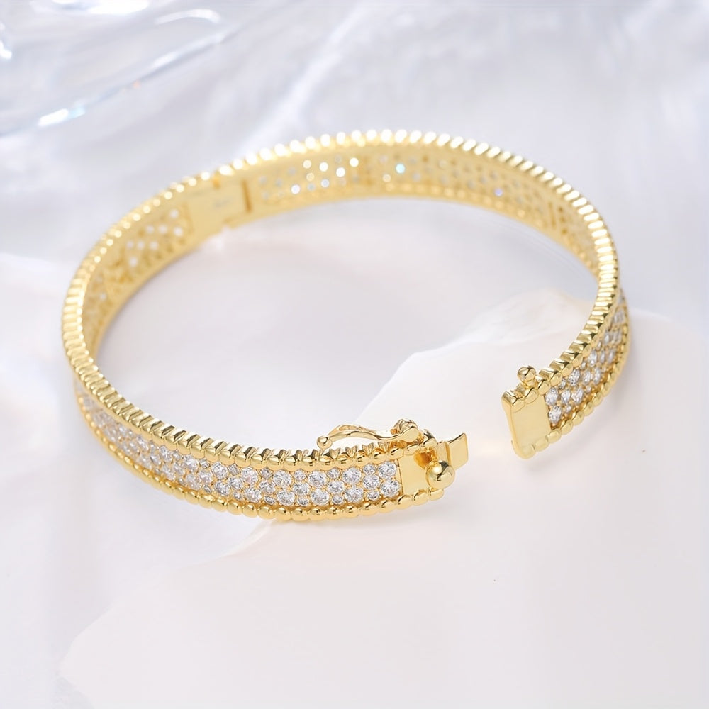 1pc S925 Silver Material Inlaid Moissanite Bracelet, High-end Luxury Style Suitable for Wearing All Seasons And Giving Gifts. Anniversary Gift, Wedding Gift, Mother's Day Gift, Valentine's Day Gift