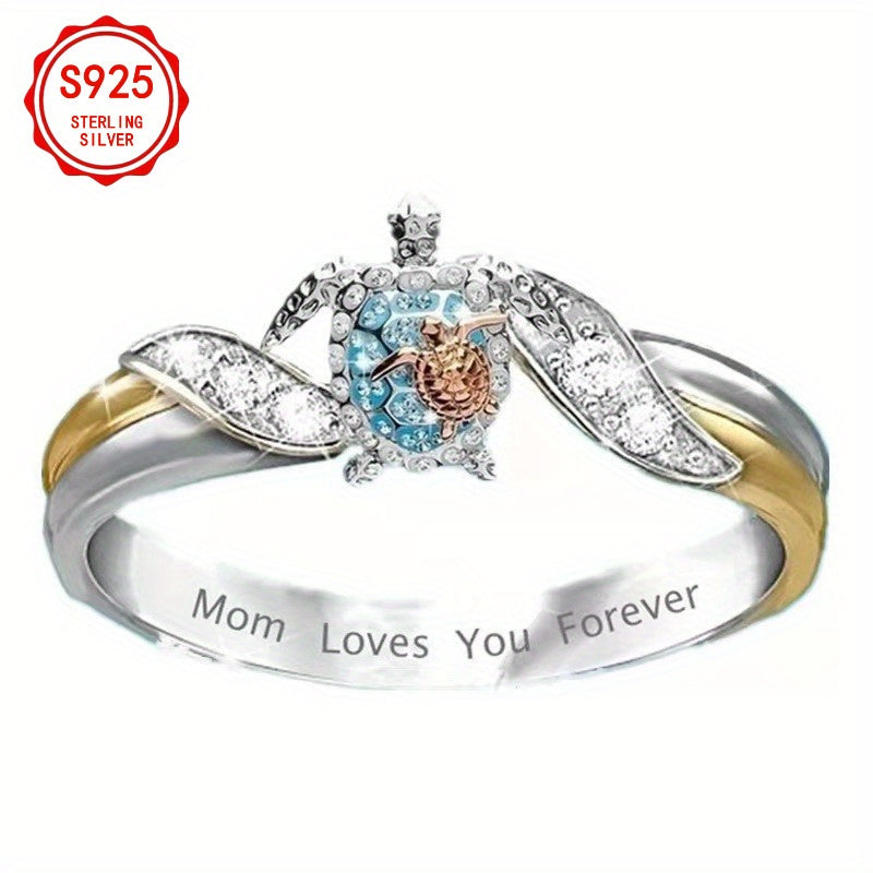 EJG Women'S Turtle Jewelry Set 925 Sterling Silver Moissanite Necklace Earrings Ring Beach Style Vacation Everyday Layered Dainty Gift for Her, Jewelry for Women Set High Quality, Set Jewelry for Women, Holiday Accessory, Gif