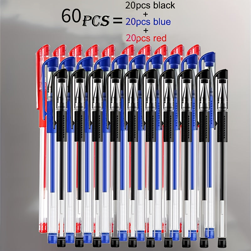 Set of 60 Transparent Ballpoint Pens with a Large Capacity, Designed for Smooth Writing. Ideal for Schools, Offices, Business Use, And Exams! Excellent Gifts for Back-To-School And Holiday Occasions (Available in Black, Red,