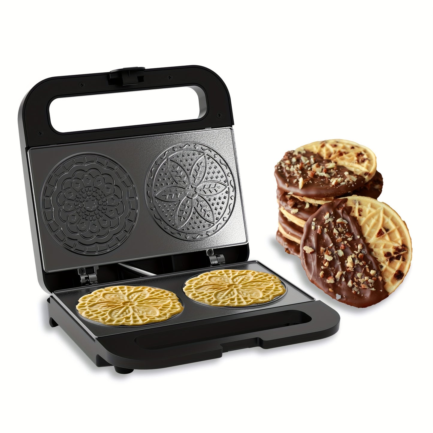 Mini Electric Pizzelle Cookie Maker, 4 * 4 Inches, Non-Stick, Perfect for Breakfast, Snacks, Desserts, And More