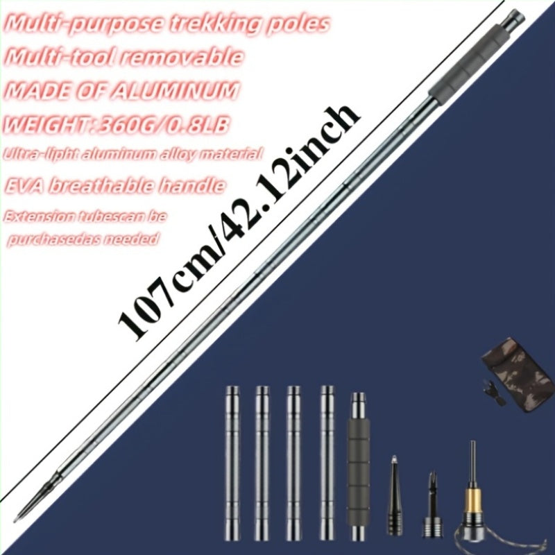 5-In-1 Versatile Collapsible Trekking Stick | Lightweight, Sturdy & Robust Outdoor Necessity, Essential Equipment for Vacation Travel, Hiking & Adventure Journeys