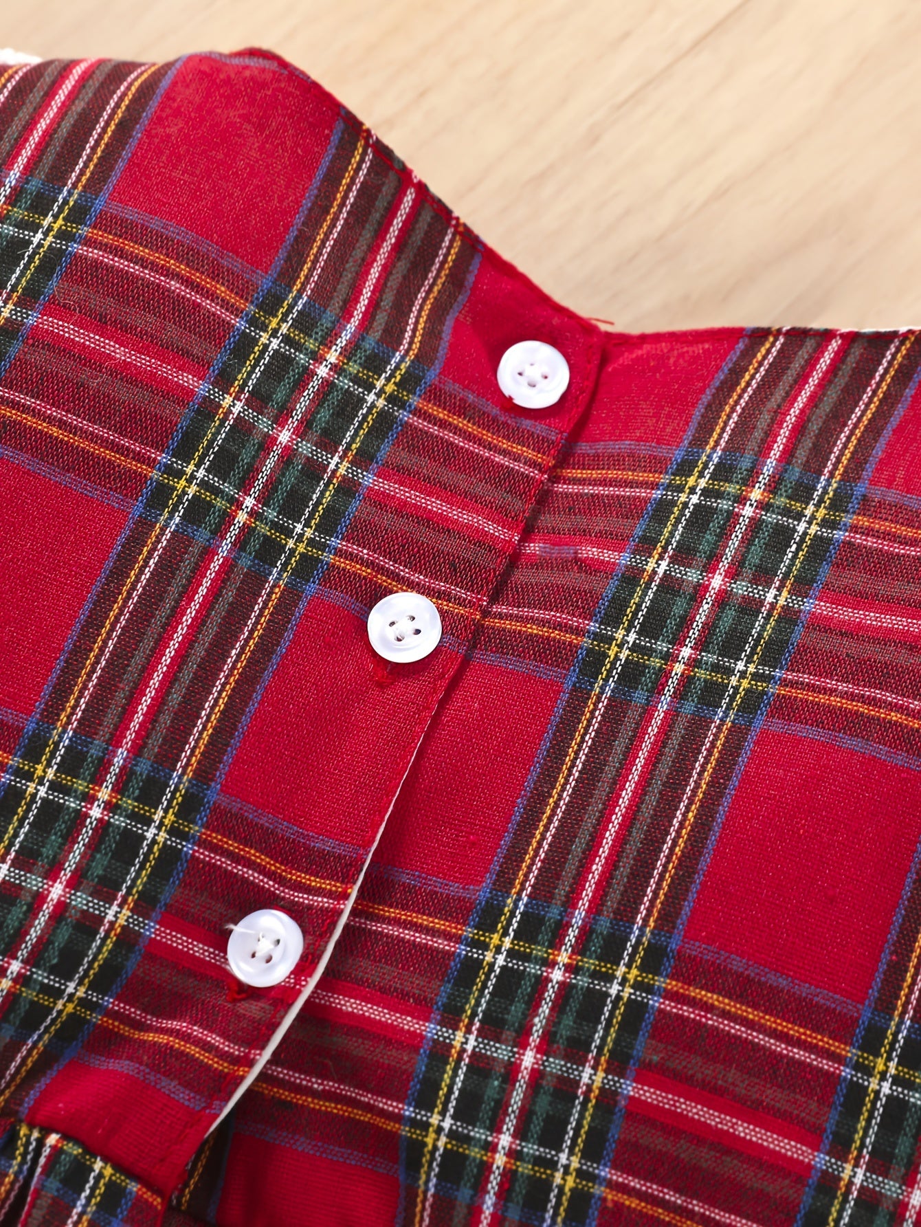 Red White Plaid Christmas Halloween Girls Dress with Full Lace Trim and Oversized Bow, Holiday Party Outfit