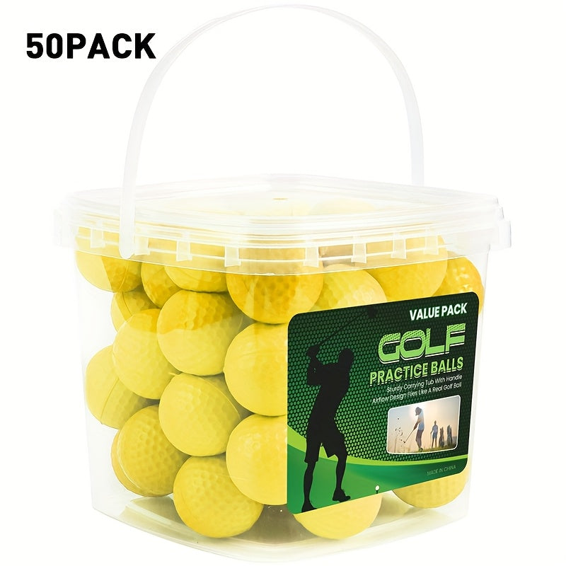 FINGER TEN Foam Golf Balls Practice Balls with Bucket 50 Pack Realistic Feel And Flight Sport Training for Indoor Or Outdoor Backyard Golf Training