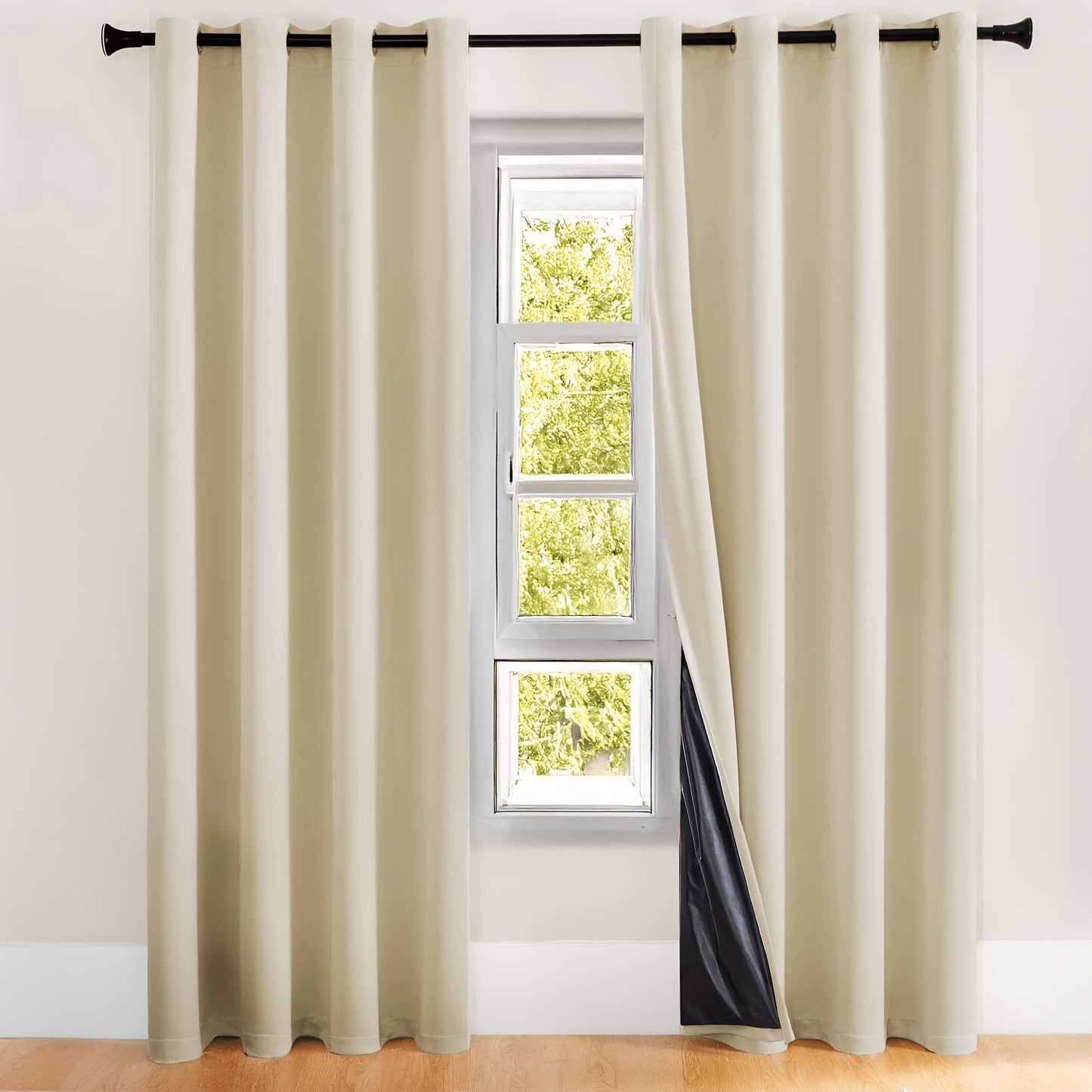 2 Panels 52x84 in/ 132x213 cm 100% Blackout Curtains Soft & Durable, Easy to Clean for Bedroom, Living Room, Office, Hotel, Bathroom, Van Garage, Christmas Modern decoration, black, Grey, Beige 52x63 in/ 132x160 cm 52x95 in/