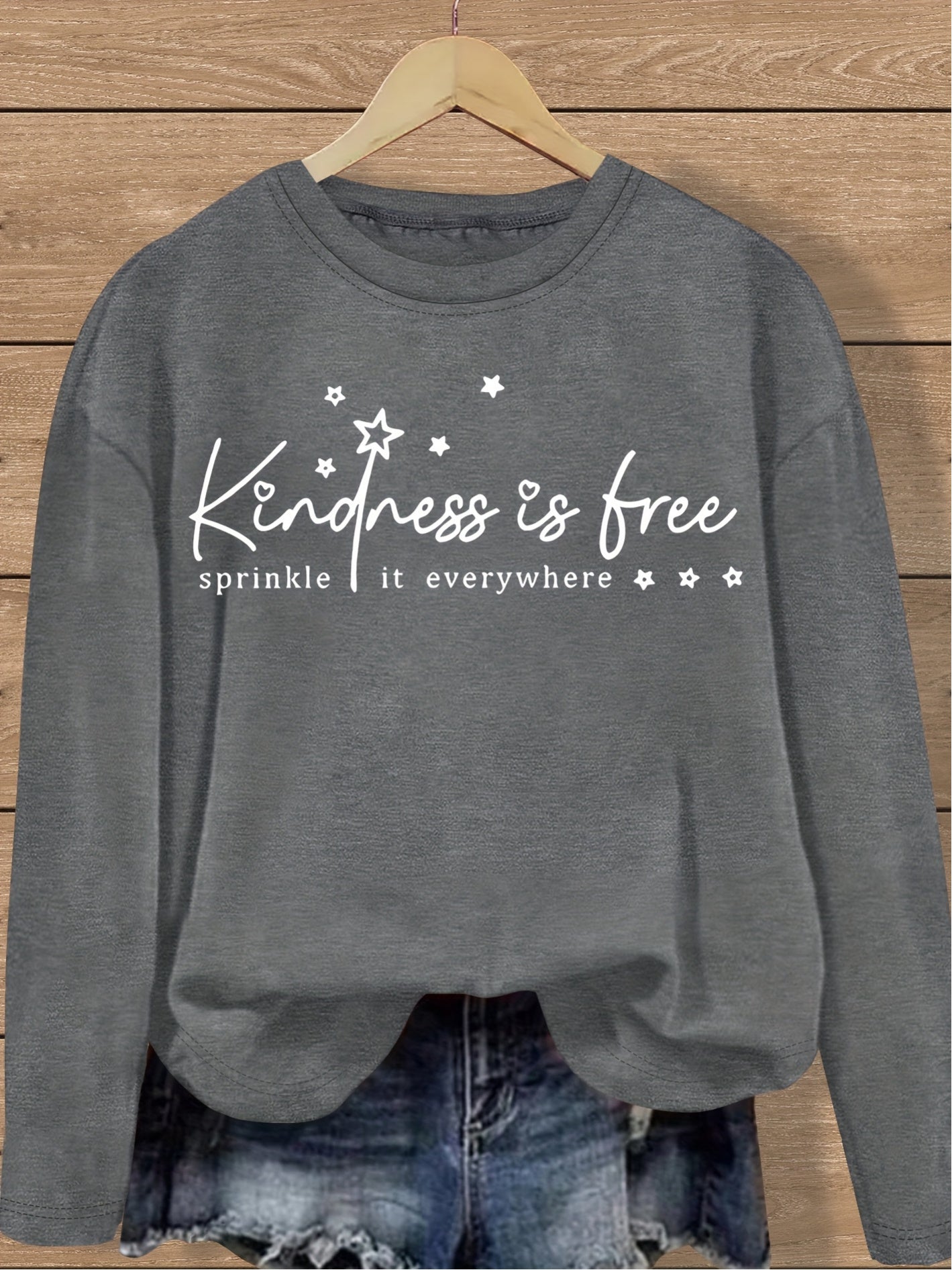 Plus Size - Large Size Women'S Casual Round Neck Printed Long Sleeved T-shirt | Loose Fit, Versatile for Spring, Autumn, Winter, Trendy Style, Soft Fabric, Easy to Care, Machine Washable