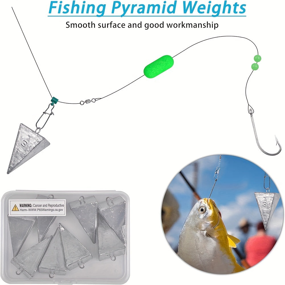 6/10pcs Pyramid Sinkers Fishing Weights Fishing Sinkers, Saltwater Freshwater Lead Fishing Weight Sinker for Ocean Surf Fishing Gear Catfish Tackle 1oz 2oz 3oz 4oz 5oz 6oz 8oz