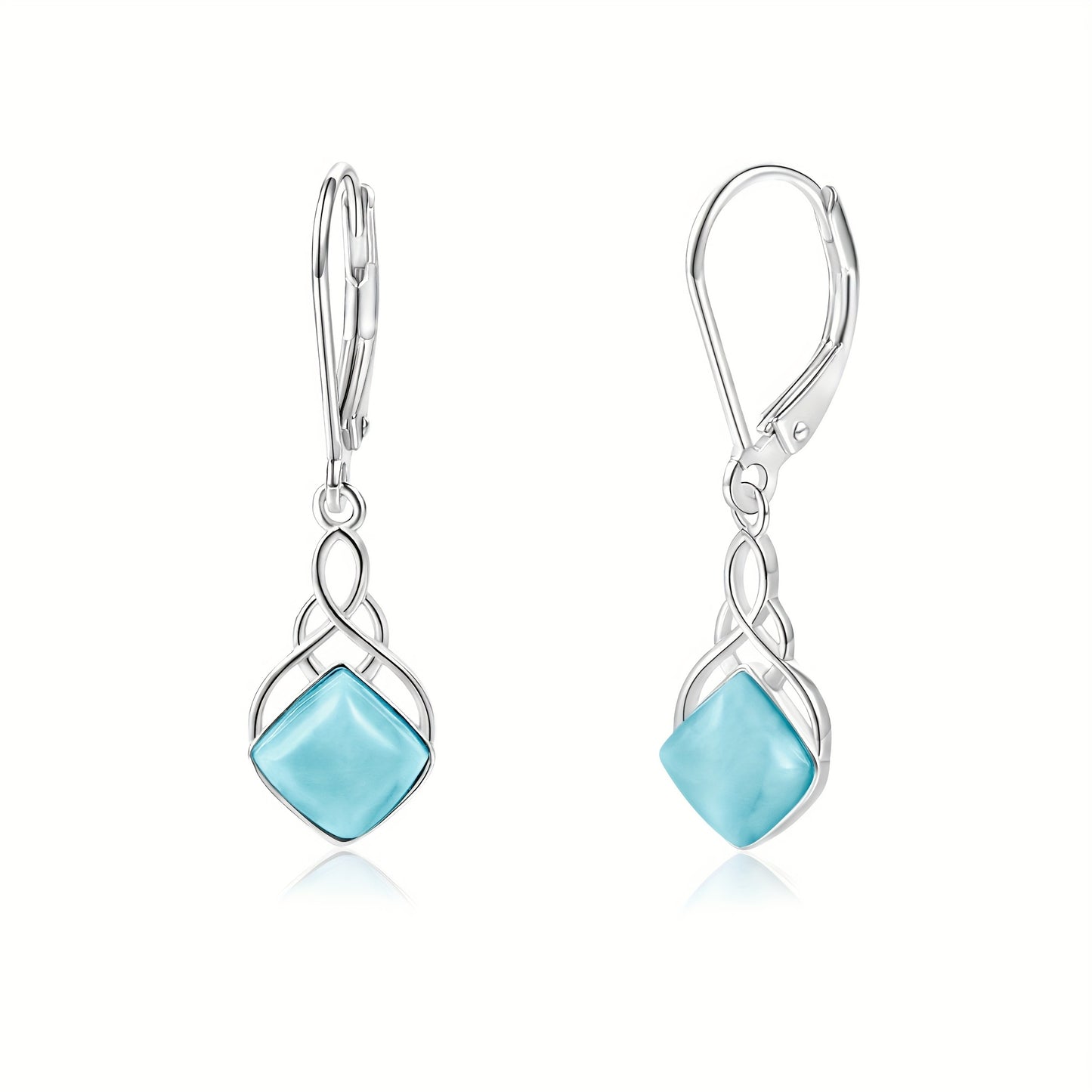1pc Elegant S925 Sterling Silver Larimar Stone Earrings, Perfect Jewelry Gift for Men And Women, Suitable for Daily Wear Party Vacation Wedding Anniversary, Ideal Christmas Birthday Anniversary Gift