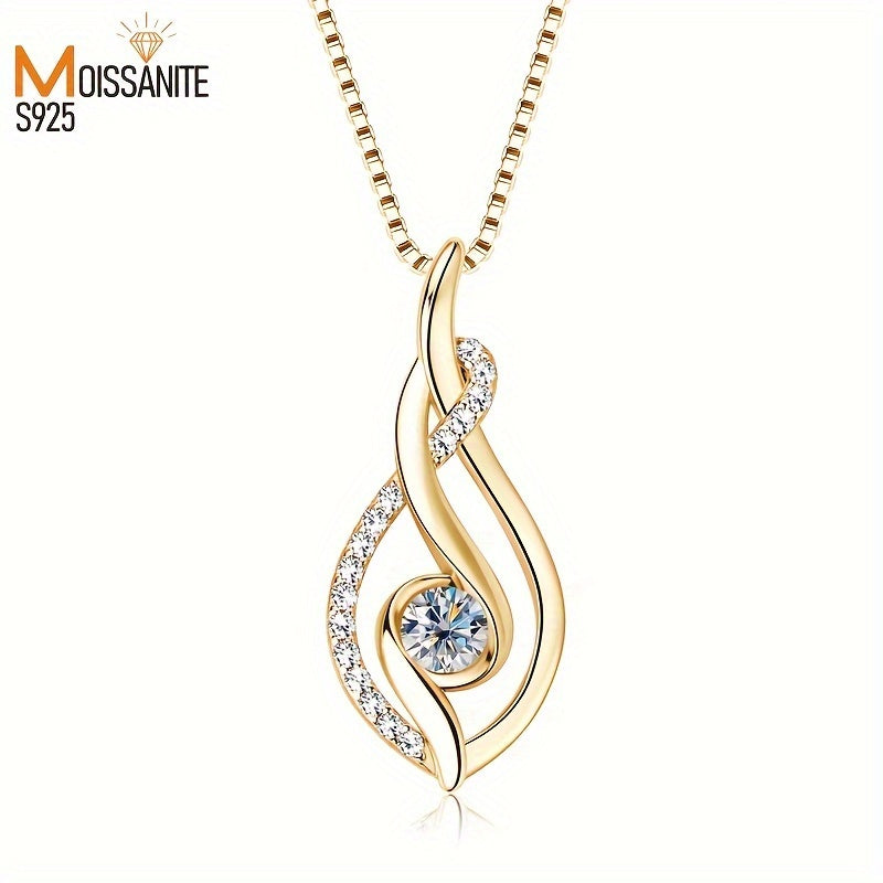 S925 Silver 0.25/1/2 Carat Moissanite Necklace, High-Quality Elegant and Exquisite Women's Fashion Pendant Necklace, 925 Silver Necklace, Women's Jewelry Necklace for Daily Wear/Party/Birthday/Anniversary, Perfect Gift for Lo