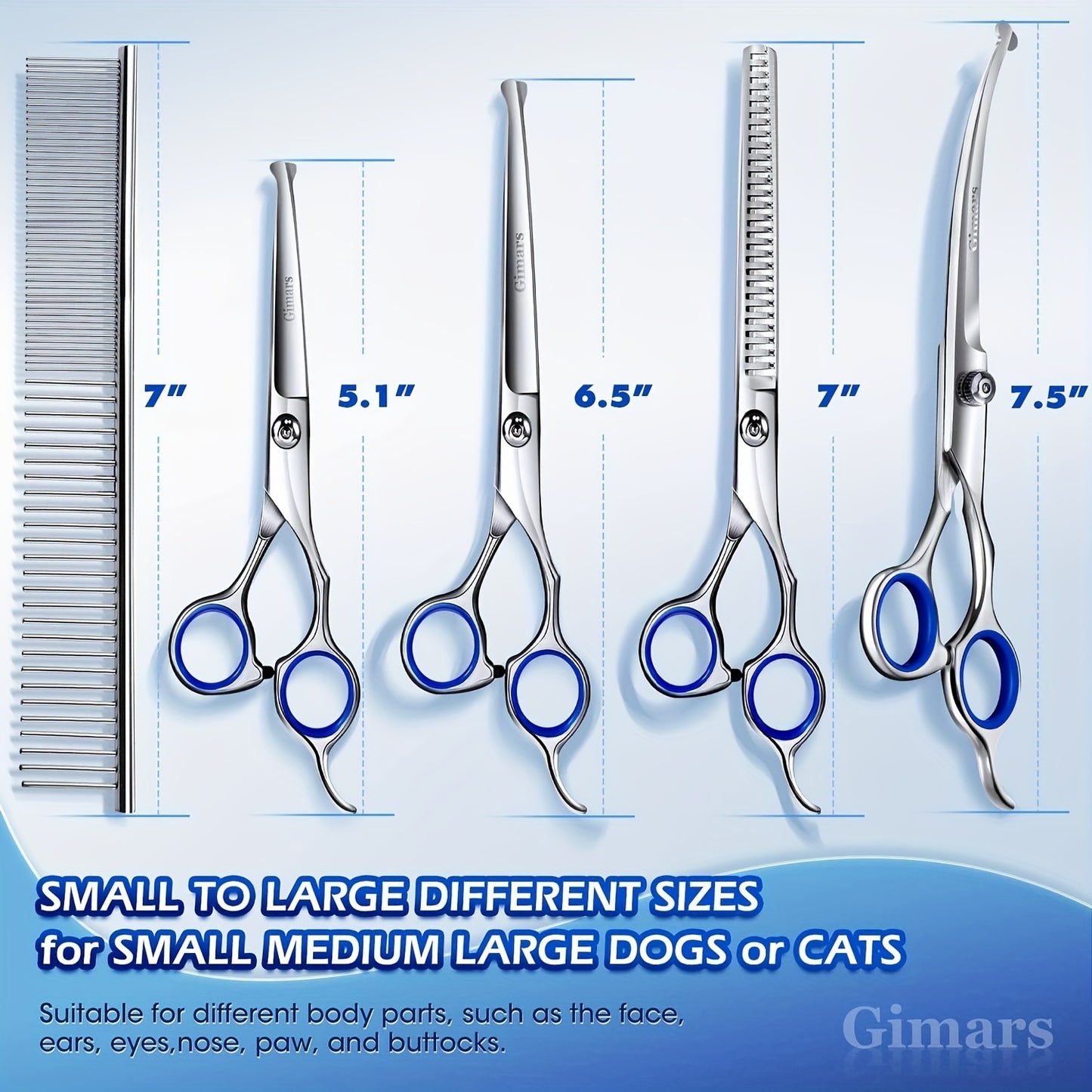 6-in-1 Titanium Coated Professional 4CR Stainless Steel Dog Grooming Scissors with Safety Round Tip, Heavy Duty Pet Grooming Scissors for Dogs, Cats & Other Animals, Iron Alloy, Universal Hand Orientation