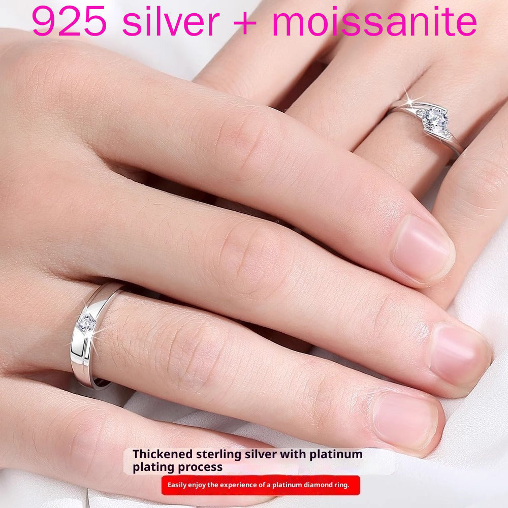 Couple Rings 925 Silver Moissanite Ring Wedding Engagement Ring Christmas New Year Valentine'S Day Gift, Wedding Ring Sets for Women, Engagement Rings for Women High Quality, Wedding Rings Set Couples, Engagement Ring for Wom