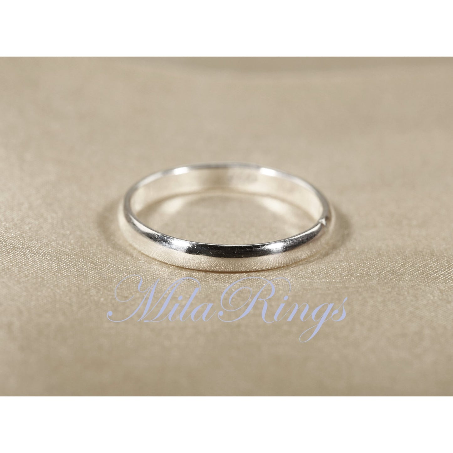 MILA8610 Handmade 925 Sterling Silver 2.6mm Width Classic Style Half Round Band, Handmade and Material Sourced in the U.S., Can be Worn Everyday Without Taking Off, Available in U.S. Standard Sizes.