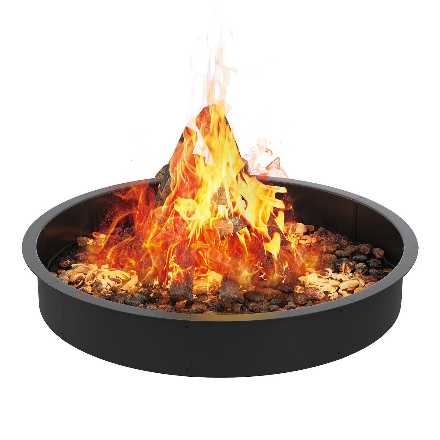 48 Inch Heavy-Duty Rust-Resistant Steel Fire Pit Ring Suitable for Backyard & Camping - Outdoor Fire Pit with Ventilation Holes, Smokeless, Tool-Free Assembly for,, Bonfire - Easy DIY Assembly for Cleaner Burning