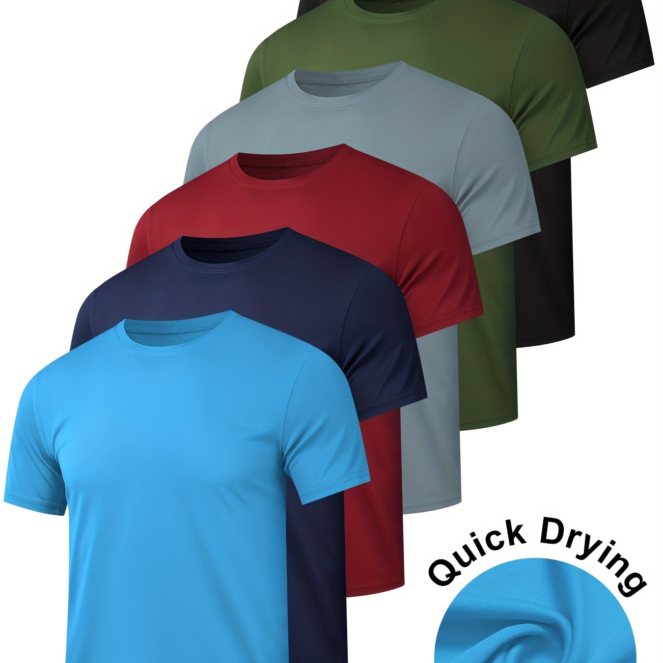 6 Pack Men'S Quick Dry Workout Gym T Shirts, Short Sleeve Active Running Athletic Tee Tops