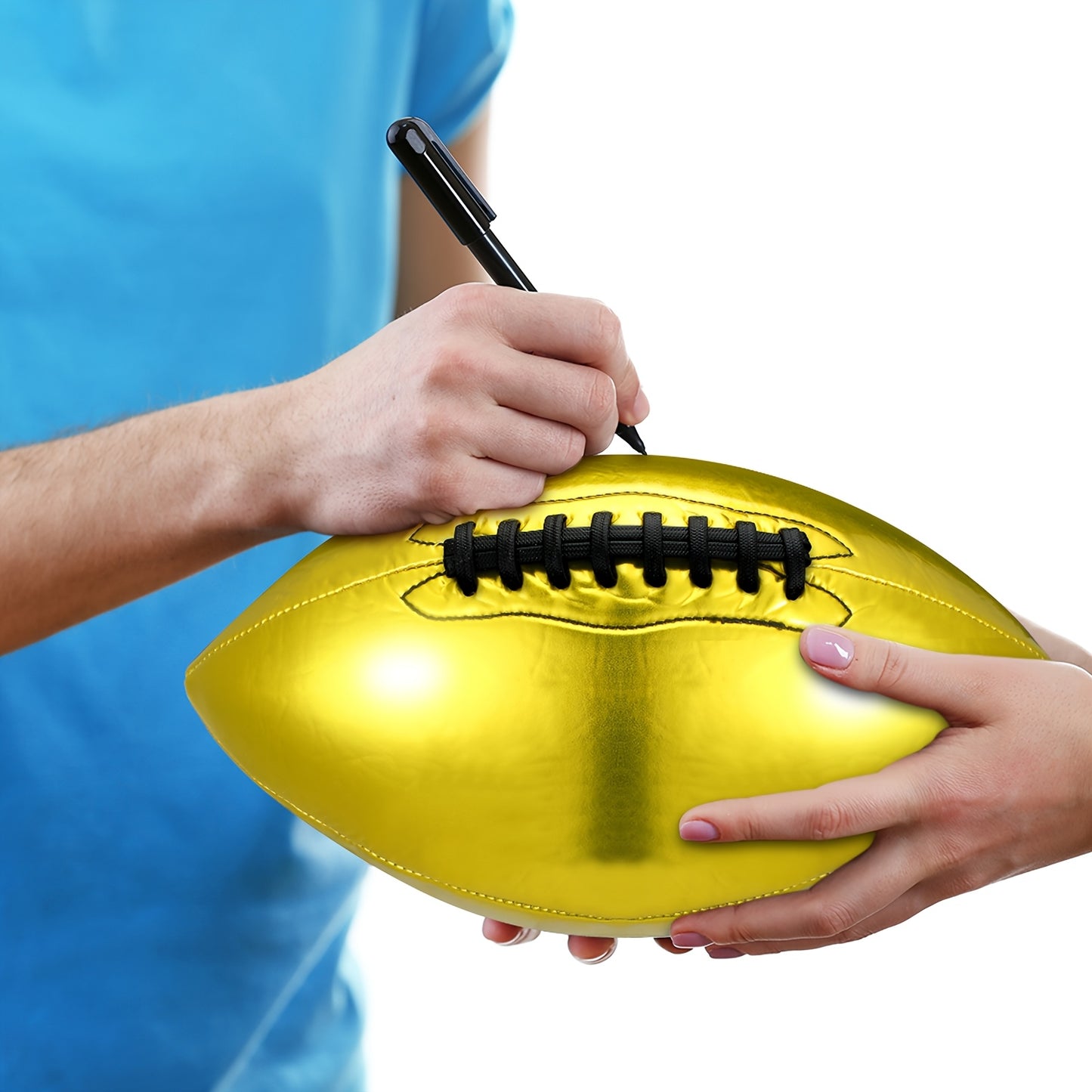2pcs Autograph Football Basketball Blank Official Size |, Yellow, Includes 2 Stands, 2 Signature Pens, 1 Pump for Fantasy Trophy Anniversary Birthday Graduation