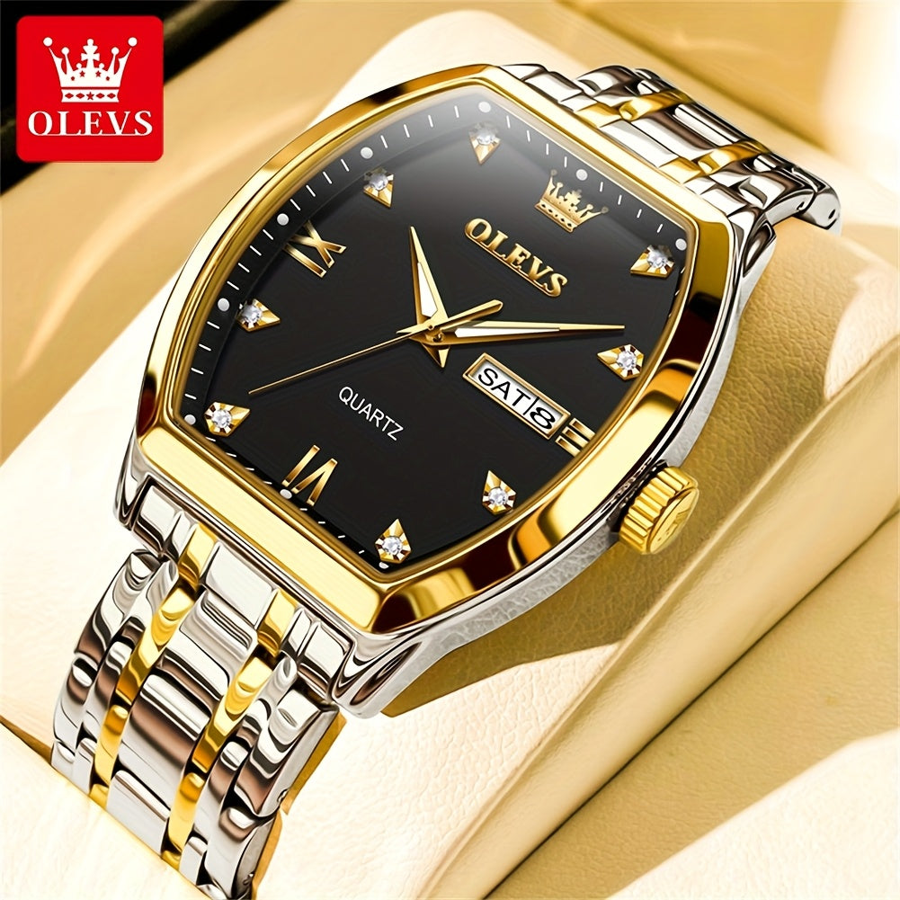 OLEVS Top Brand Original Men'S Wrist Watches Best Selling Fashion Trend Design High Quality Stainless Steel Dual Calendar Quartz Luxury Watch For Men