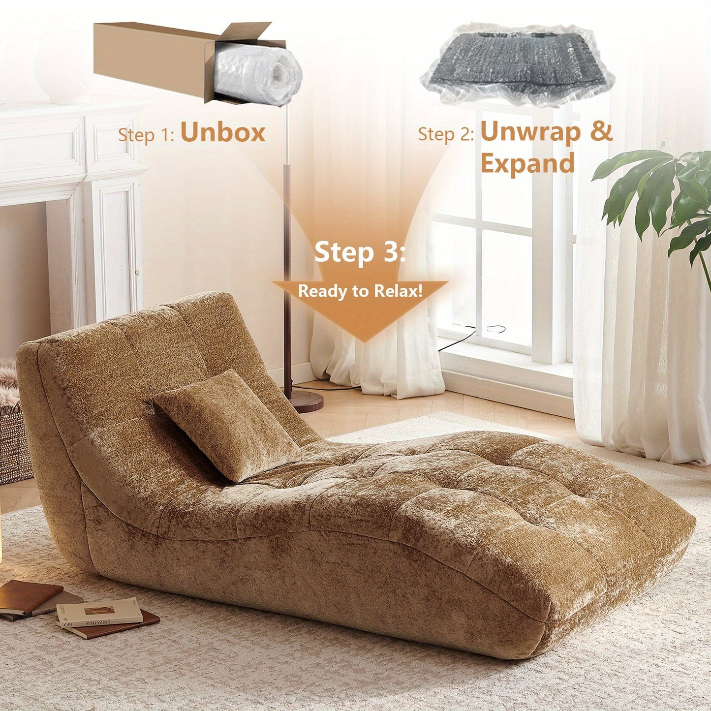 Single Sofa Seat, Yoga Sofa, Leisure Sofa, Armless Platform Sofa, Simple Lazy Sofa, Floor Standing Sofa Seat, Indoor Reading And Leisure Integrated Compression Sponge Sofa, No Assembly Required, Suitable For Living Rooms, Bed