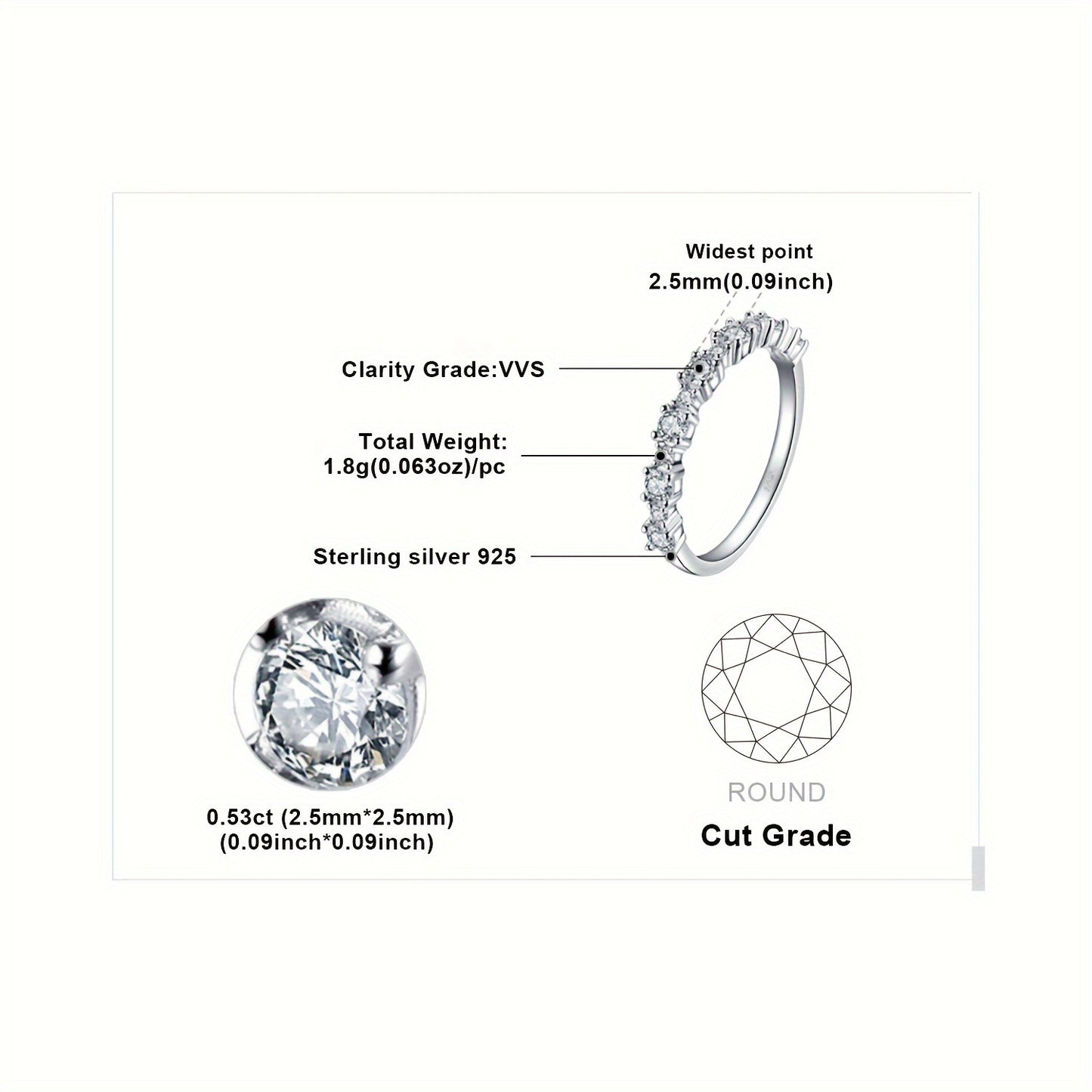 1pc 925 Sterling Silver Simple And Elegant Round Cut Cubic Zirconia Silvery Wedding Engagement Ring For Women Promise Love Engagement Bridal Band Ring