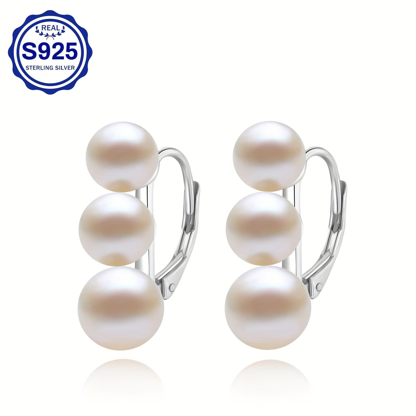 YAMI Black Seawater Pearl Stud Or Hoop Earrings For Women, 925 Sterling Silver Hypoallergenic Earrings, Climber Crawler Jewelry, Dainty Jewelry Gifts For Anniversary Birthday