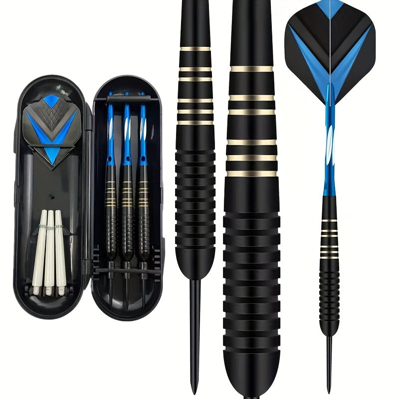 3pcs/set Professional Darts Free Carry Box 23g Total Length 16. 1.97inch Black Golden Color Steel Tip Darts With Aluminum Shaft Brass Dart Set With Steel Tip