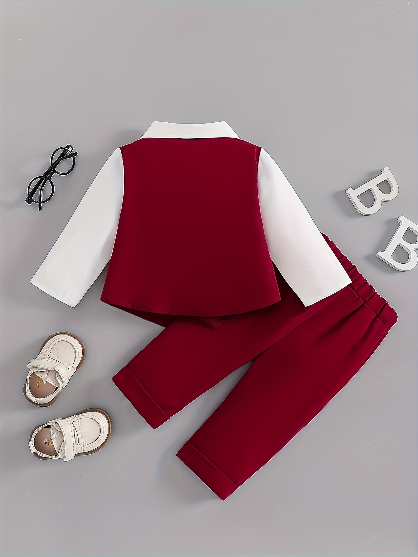 Baby Clothing And Baby Products 2025 New Baby Spring And Autumn Suit Set Wedding Birthday Party Gift Suit Fake Two Piece Long Sleeved Top And Pants Children'S Gentleman Baptismal Set Start Season Hot Halloween And Christmas C