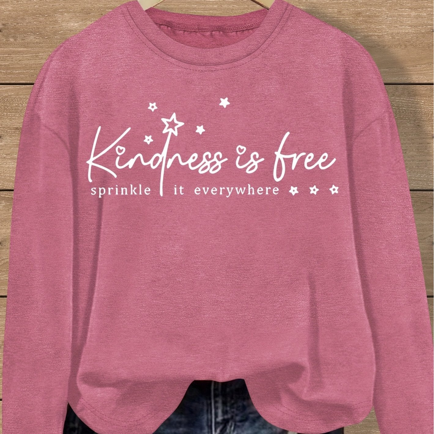Plus Size - Large Size Women'S Casual Round Neck Printed Long Sleeved T-shirt | Loose Fit, Versatile for Spring, Autumn, Winter, Trendy Style, Soft Fabric, Easy to Care, Machine Washable