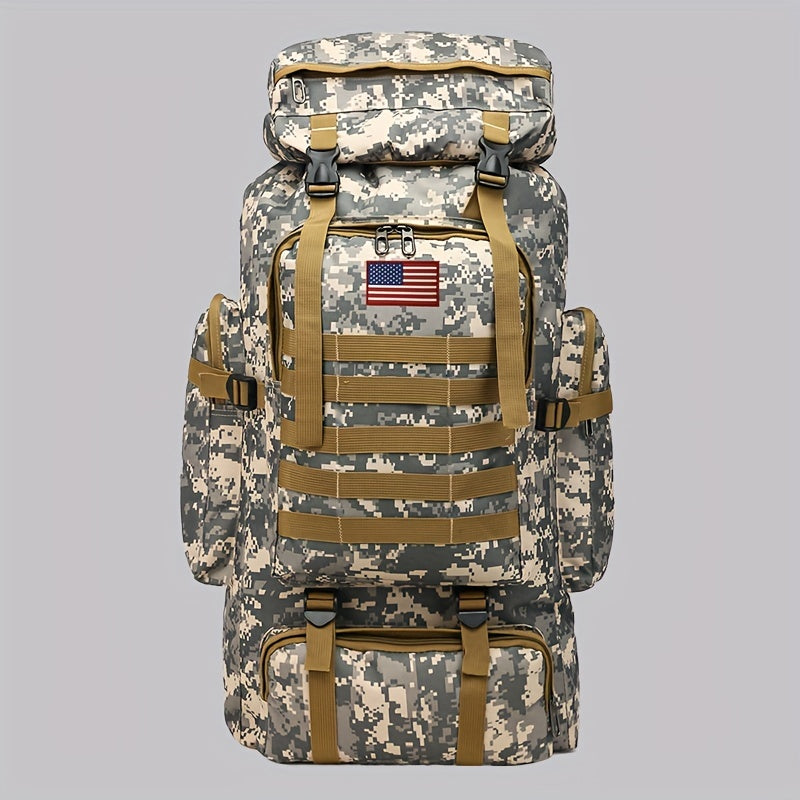 21.13gal Tactical Hiking Backpack Set - Unisex Camo/Black, Durable Oxford Fabric, DIY System & Adjustable Design, 3-day Assault Pack with Large Capacity for Hiking, Camping, Hunting, Travel & Sports, Perfect Halloween/Christm