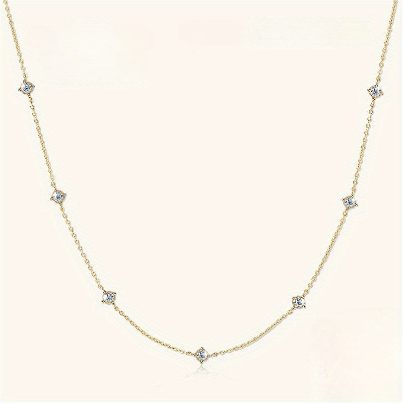 Elegant S925 Silver 0.7 Carat Moissanite Seven-Star Collar Necklace - Vintage Style, Perfect for Birthdays, Mother'S Day, Weddings & Daily Wear, Gift Box Included, Approx. 2.8