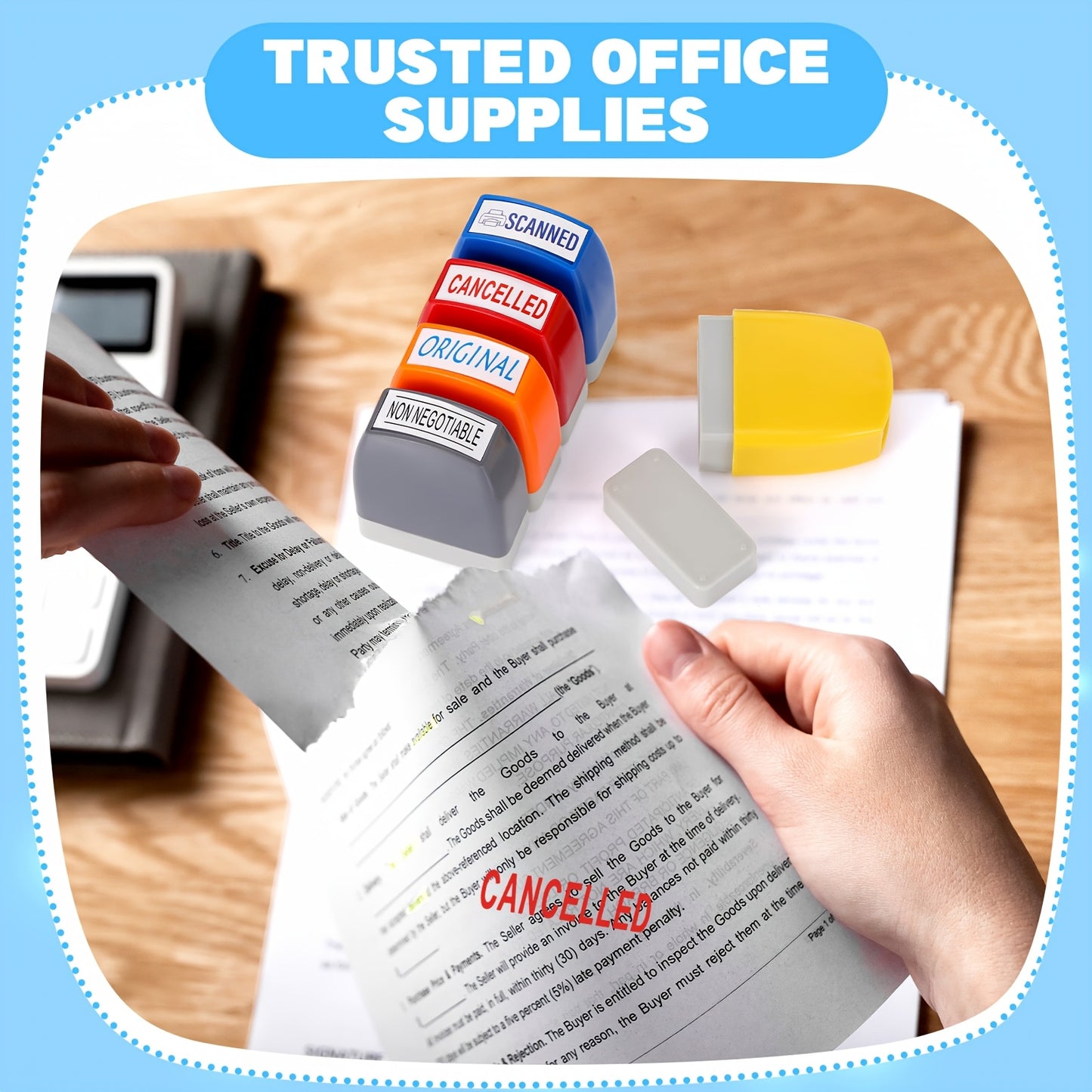 16pcs Office Stamp Set Information Automatic Stamp Set Office Stamp Complete Fax Scan Stamps Office Information Supplies (Mixed Colors)