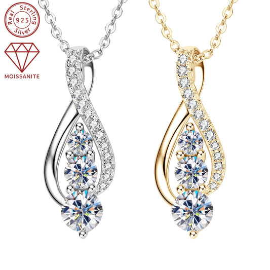 925 Sterling Silver Infinity Symbol Pendant Necklace for Women - Elegant Y-Shaped Design with Sparkling Moissanite Stones, 45+5cm/18+2in, Perfect for Weddings, Anniversaries & Festive Occasions, Festive Jewelry | Sparkling Pe