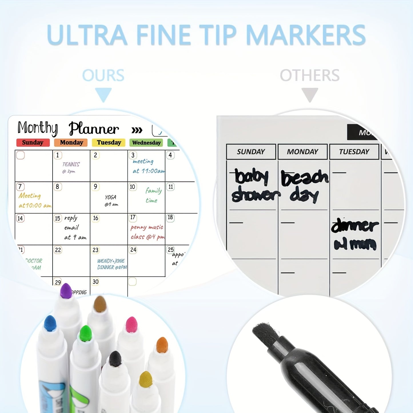Hivillexun Dry Erase Calendar Whiteboard. Set of 4 Magnetic Calendars for Refrigerator, Monthly, Weekly Organizer & Daily Notepad. Wall & Fridge Family Calendar. 8 Markers 1 Eraser