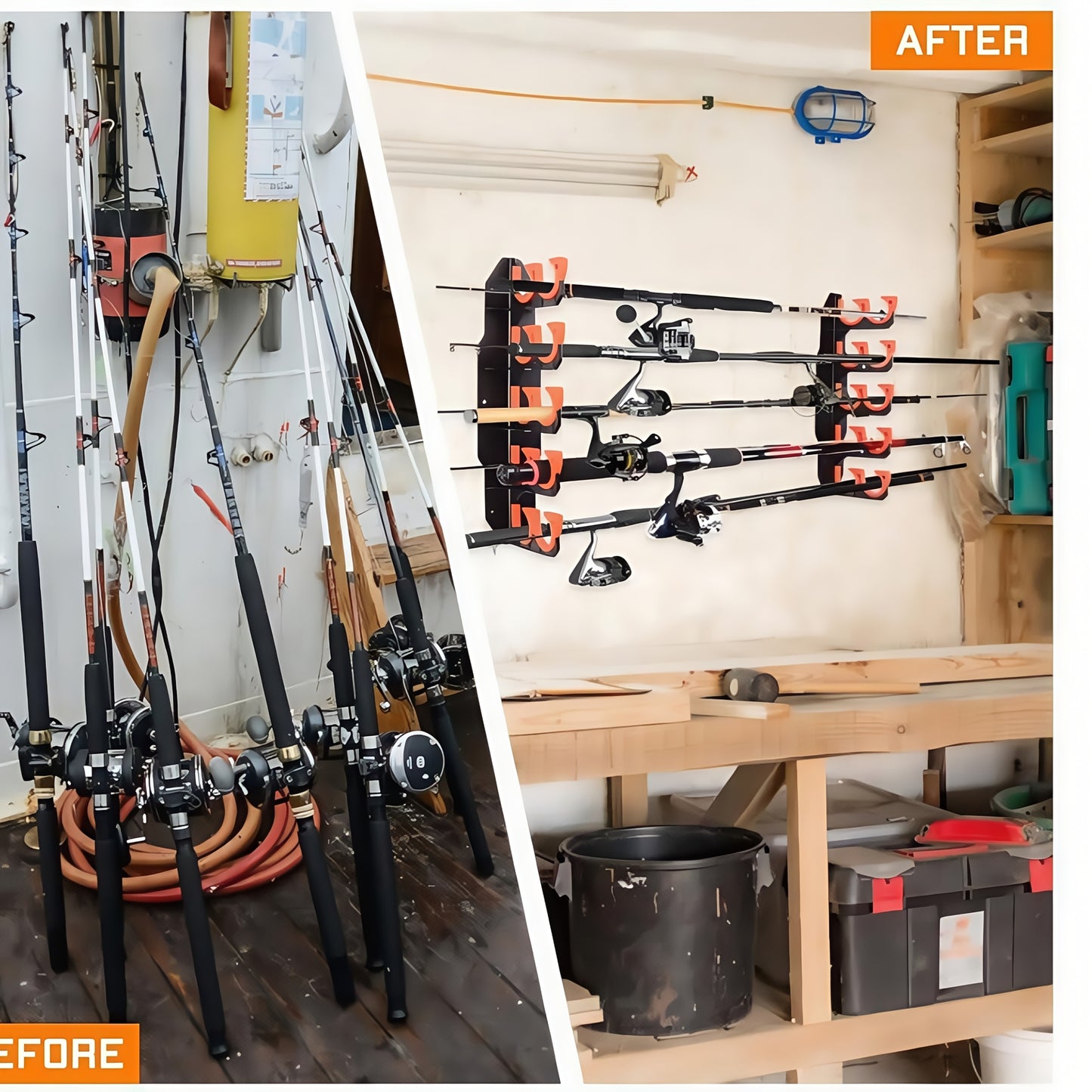 2025 New Fishing Rod Holder, Fishing Rod Display Rack, Suitable for Garage, Wall Or Ceiling Installation Of Fishing Rod Holder, ABS Material Double-layer Design Saves More Space