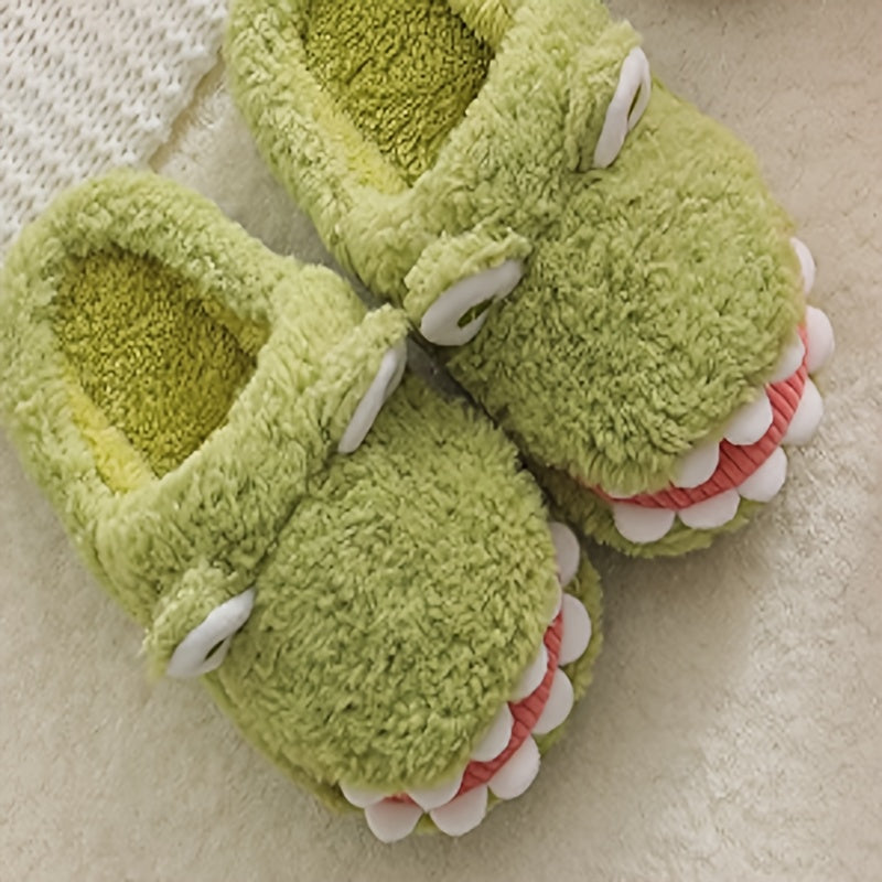 Women's Cute Crocodile Slippers Indoor/Outdoor House Shoes, Anti-Slip Sole, Slip-On Winter Footwear