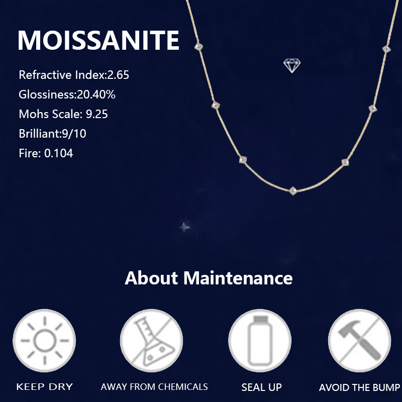 Elegant S925 Silver 0.7 Carat Moissanite Seven-Star Collar Necklace - Vintage Style, Perfect for Birthdays, Mother'S Day, Weddings & Daily Wear, Gift Box Included, Approx. 2.8