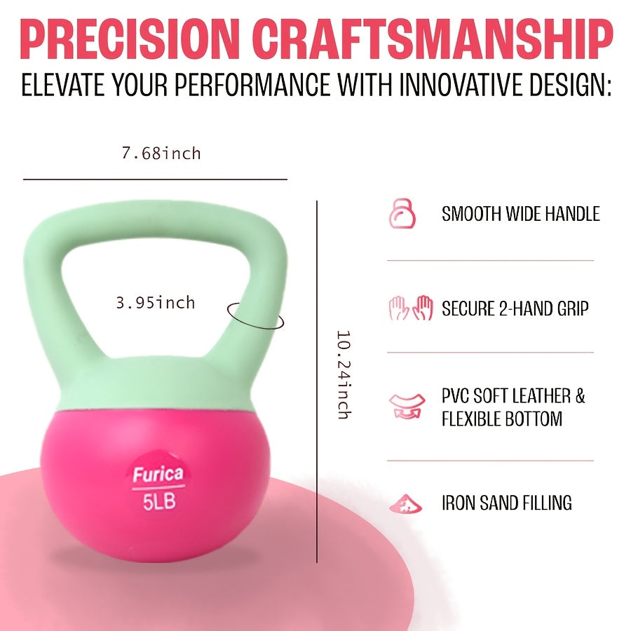 1pc Rose Red Soft Kettlebell Weighing 5-30LB, Suitable For Different Exercise Cycles, Enhancing Strength, Suitable For Families Or Friends, Suitable For Home Fitness And Gym, PE Polyethylene Kettlebell