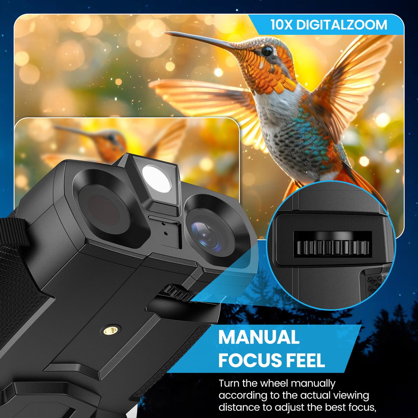 INSKAM Binocular Infrared Digital Night Vision Device, 4.5-Inch IPS Screen, 10X Digital Magnification, USB/ Battery Dual Power Supply, Portable Handheld Night Vision Device, Suitable for Outdoor Observation, Hiking, Camping,