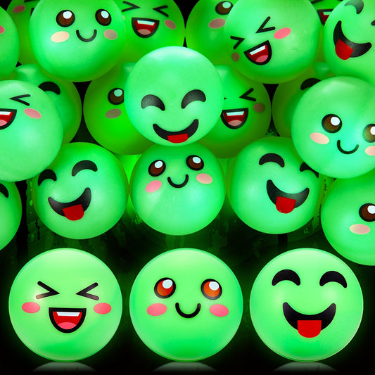 24pcs Glow-in-the-Dark Table Tennis Balls | Christmas and Halloween Party Supplies, Emotion Bouncy Balls, Fun Playmate for Holidays, Suitable for Outdoor and Indoor Use, Made of PC, Mixed Colors