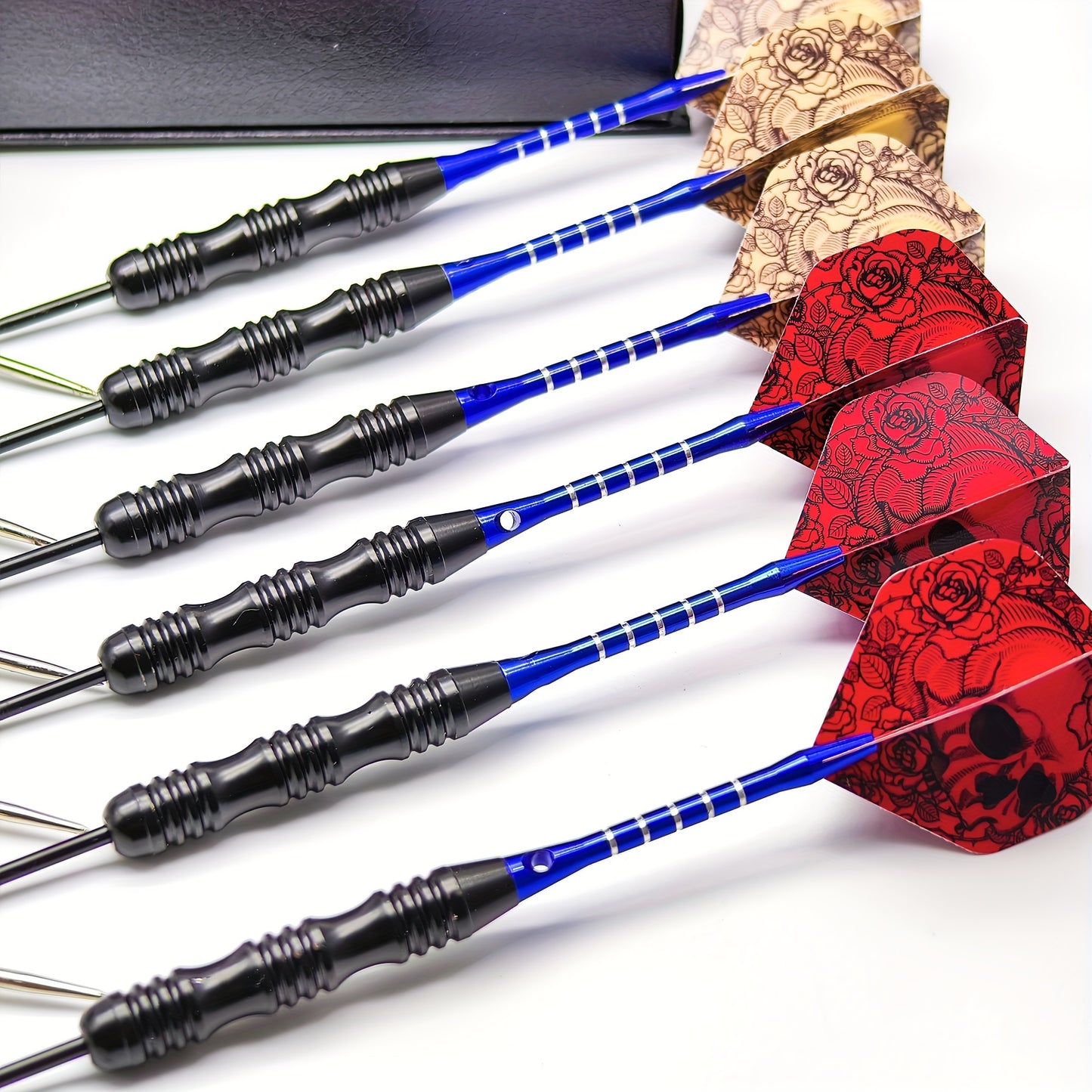 12 Darts Deluxe Gift Box with 24 Dart Wings, Iron Tip with Aluminum Alloy Shaft, Skull Dart Wings, Suitable for Indoor Club Entertainment, Sports Competitions And Casual Outdoor Games Darts Metal Tip Pop Darts Graduation Gift