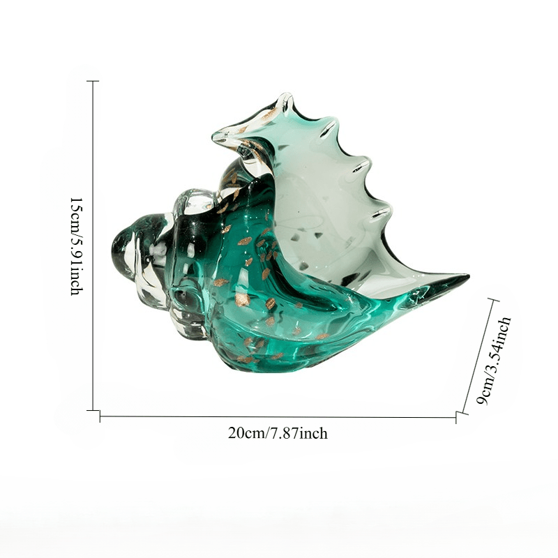 1pc green glass conch, Office storage glass seashells, marine animal storage ornaments, home decoration creative art collection sculptures, beach gifts, birthday gifts for beach enthusiasts