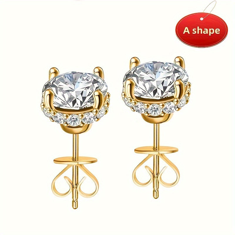 925 Silver 1Carat* 2pcs Moissanite Earrings Teenager'S Moissanite Jewelry, Silvery Earrings, High-Quality Fashion Studs For Teenager For Vacation Engagement, Wedding, Anniversary Gifts Perfect For Friends Christmas #Halloween