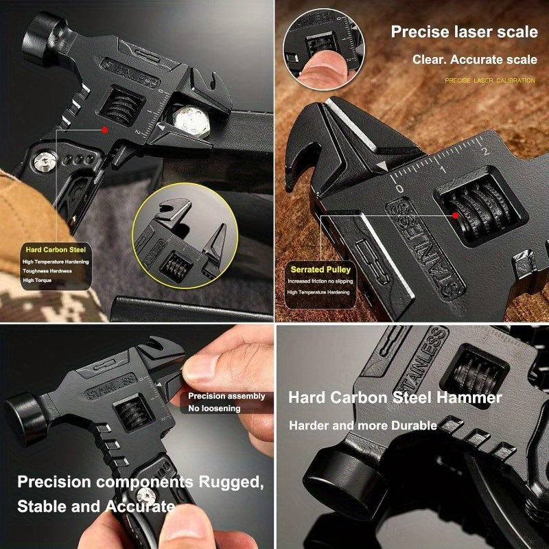 16-in-1 Multitool - Compact DIY Survival Multi Tool With Screwdriver Pliers Bottle Key Knife Adjustable Wrench, Perfect Valentine'S Day Gift For Dad And Boyfriend Cool Gadgets Camping Gear Pocket Tool Hammer Multitool