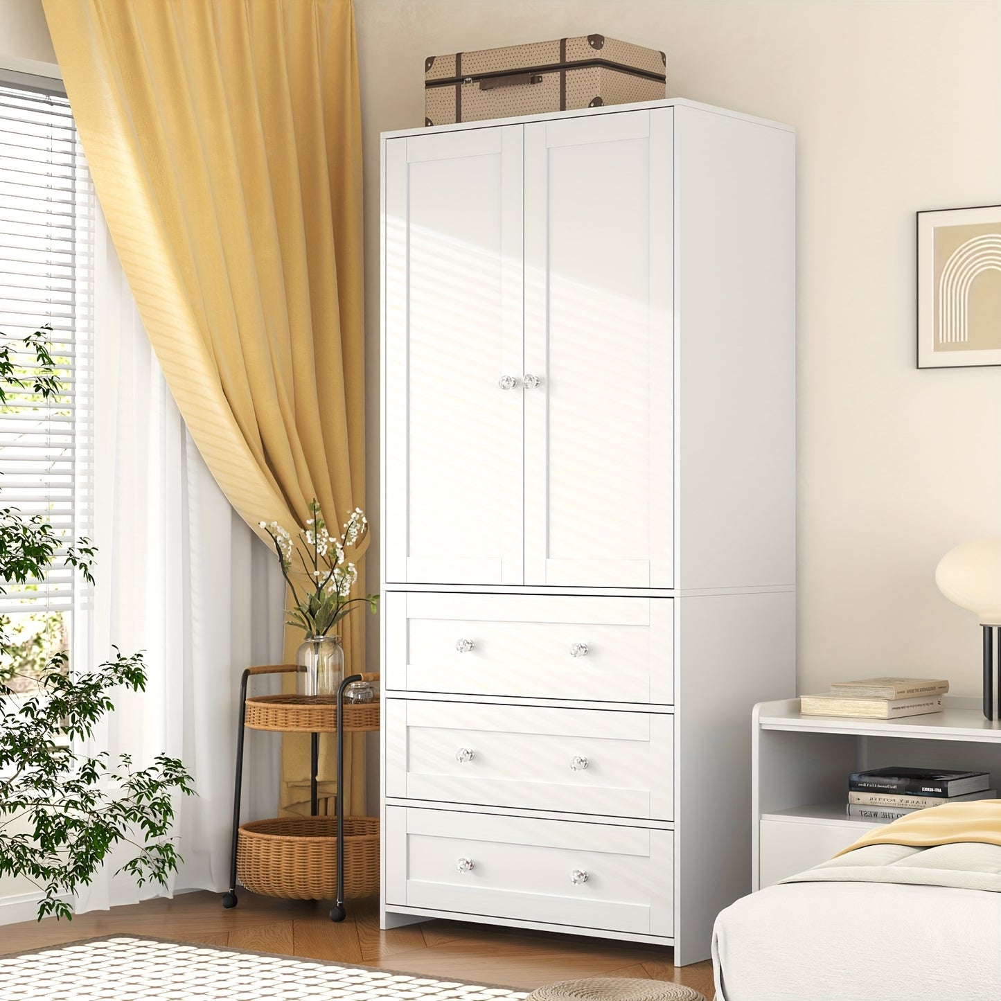71" Wardrobe Armoire Closet with Mirror, 3/6 Large Drawers & 2/4 Doors, Gifts for Christmas