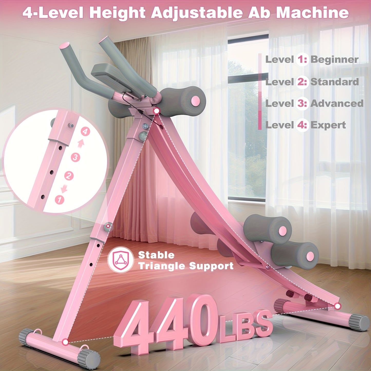 Ab Workout Equipment, Ab Machine for Home Gym, Foldable Core & Abdominal Exercise Machine, Adjustable Ab Machine Full Body Workout Women Exercise Fitness Equipment, Gifts for Women/Girls