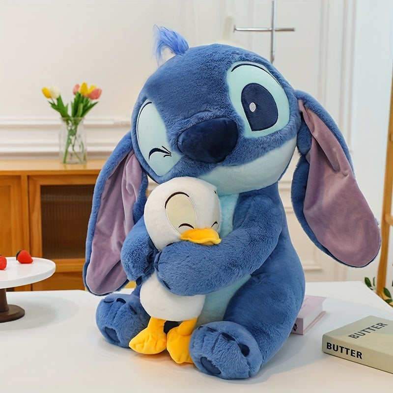 Stitch & Plush Duckling Plush Toy - Adorable Hugging Pose, Soft Blue & White, Perfect Gift for Birthdays, Christmas, Valentine'S Day, Stitch Plushie, Holiday Gift Item, Playful Design, Highquality Stitching